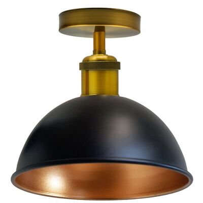Schwarz Gold Inner Vintage Retro Flush Mount Deckenleuchte Rustikale Farbe Metall Lampenschirm~2174