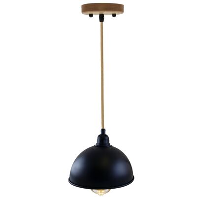 Vintage Industrial Decke Hanf Pendelleuchte Retro-Stil Lampenschirm aus Metall - schwarz~2157