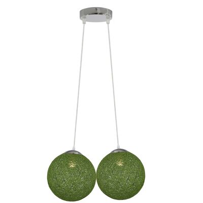 Grüne Rattan Wicker Woven Ball Globe 2 Outlet Moderne Pendelleuchte Hängende Deckenleuchte~2065
