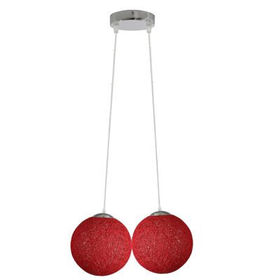 Red Rattan Wicker Woven Ball Globe 2 Outlet Moderne Pendelleuchte Hängende Deckenleuchte~2062
