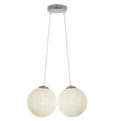 Weiß Rattan Wicker Woven Ball Globe 2 Outlet Moderne Pendelleuchte Hängende Deckenleuchte~2060