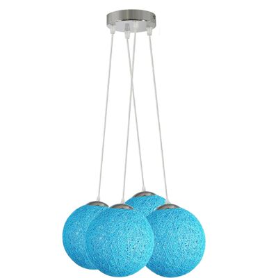 Rattan Wicker Woven Ball Globe Pendelleuchtenschirm 4 Outlet Blau~2057