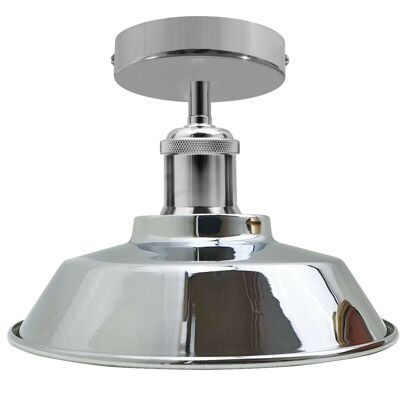 Industriell Deckenlampe Vintage Deckenleuchte, 22 cm, Metall, Chrom~2043