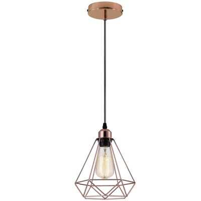 Industrielle Vintage Loft Rose Gold Diamantform Kronleuchter Deckenpendelleuchte Lampe~1995