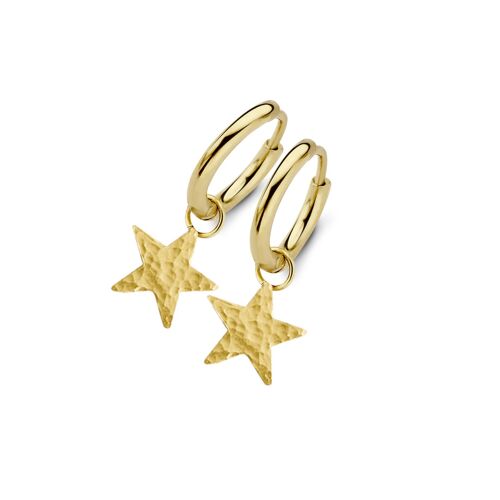 CO88 ear huggies 11mm with star hammered charm ipg