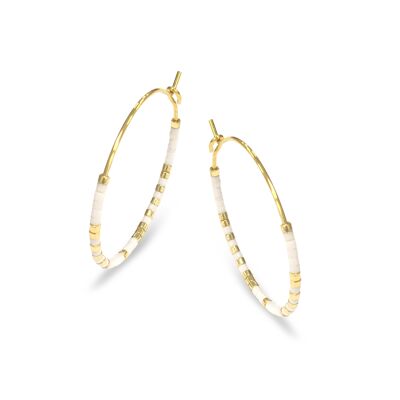CO88 earrings 25mm with white miyuki beads ipg