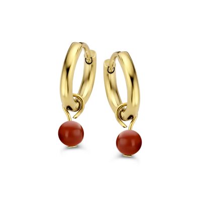 CO88 ear Huggies 11mm with red agate bead 4mm ipg