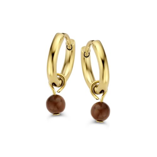 CO88 ear Huggies 11mm with tiger eye bead 4mm ipg