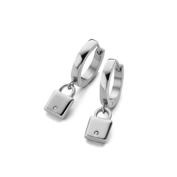 Boucle d'oreille cadenas acier CO88 IPS 1