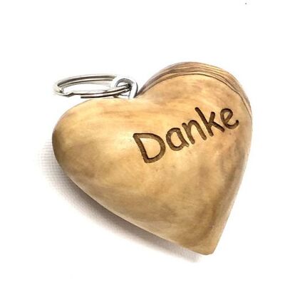 Schlüsselanhänger Herz Motiv "DANKE" aus Olivenholz