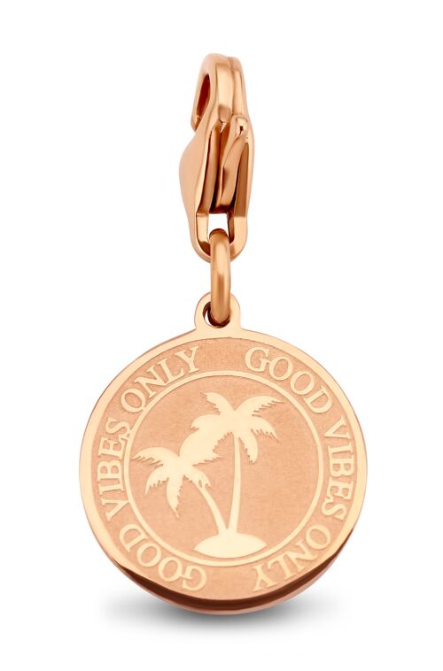 Rose gold stainless steel palmtree charm
