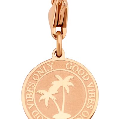 Charm de palmera de acero inoxidable en oro rosa