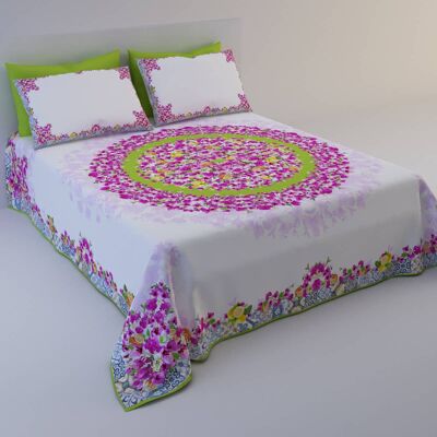 Green Bougainville bedspread (1003)