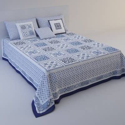 Blue Majolica Bedspread (1001)