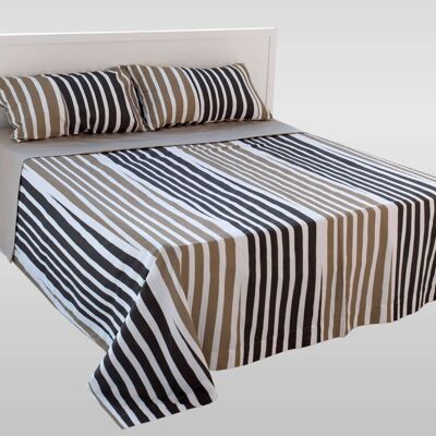 Set Drap + 2 Taies d'Oreiller Luxury Etnichic marron foncé (CL1013)