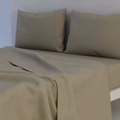Juego de sábanas + fundas de almohada en algodón castaño (100)