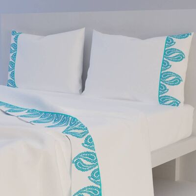 All Over Light Blue / White Sheets Set (4B19)