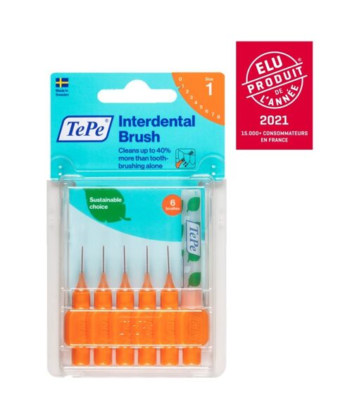 TePe Brossettes Interdentaires Originales éco-responsables x6 orange 0.45mm ISO 1