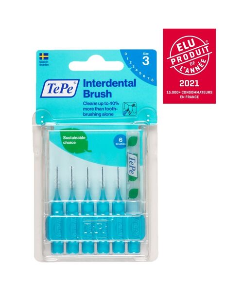 TePe Brossettes Interdentaires Originales éco-responsables x6 bleu 0.6mm ISO 3