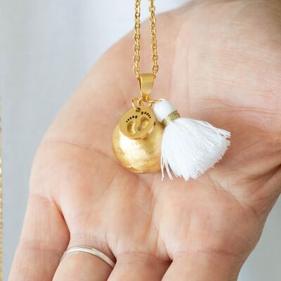 Maternity bola brushed yellow gold pompom print charm