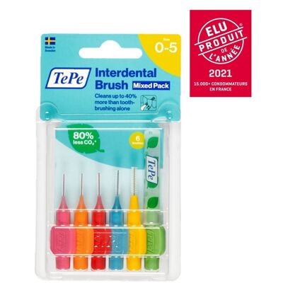 TePe Eco-responsible Original Interdental Brushes x6 assortment all sizes (pink-green) ISO 0-5