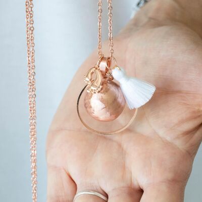 Maternity bola brushed rose gold with small foot pompom charm