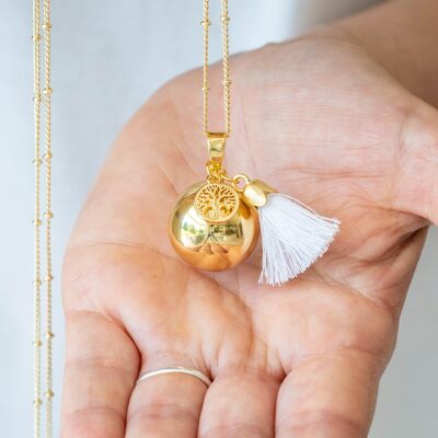 Smooth Pregnancy Bola Yellow Gold Pompom Tree Of Life Charm