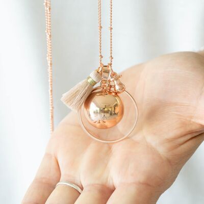 pink gold smooth pregnancy bola ring pompom pacifier charm