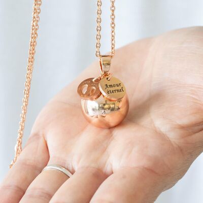 Maternity bola smooth pink gold engraved medallion imprint charm