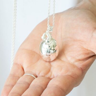 Pregnancy bola egg silver pendant little feet