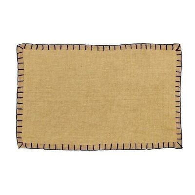 Set di 4 tovagliette americane in lino beige con cuciture nere 45x30cm