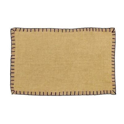 Set of 4 beige linen placemats with black stitching 45x30cm