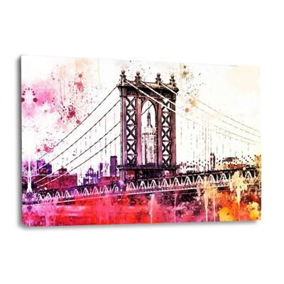 Aquarelle de NYC - Le pont de Manhattan