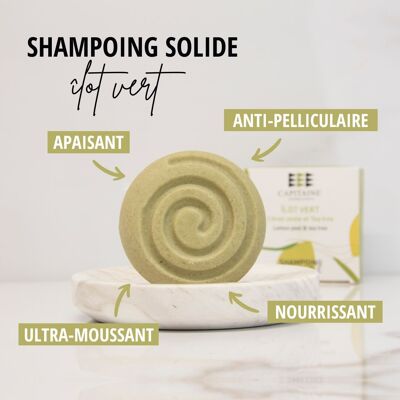 Shampoing solide « Îlot Vert »  ETUIS- Antipelliculaire - 85g- protecteur et efficace