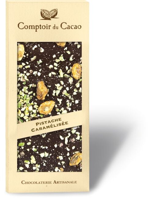 Tablette Pistaches Caramélisées noir 90g