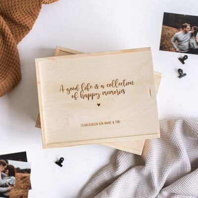 memory collector - wooden box "happy memories"