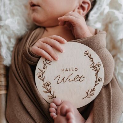 Hello world - wooden sign