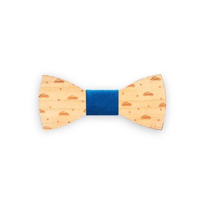 Wooden bow tie - Maple - Blue - Cars