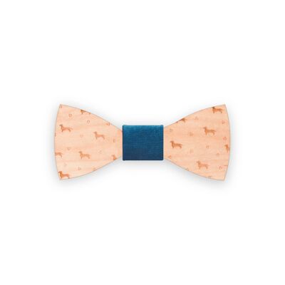 Wooden bow tie - Maple - Blue - Puppy