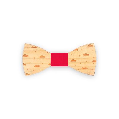 Wooden bow tie - Maple - Red - Cars