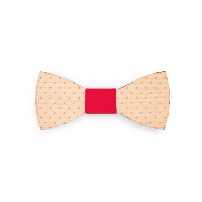Wooden bow tie - Maple - Red - Polka dots