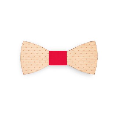 Noeud papillon en bois - Érable - Rouge - Pois