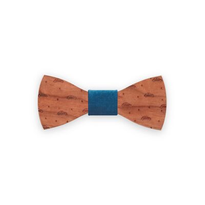Wooden bow tie - Cherry - Blue - Cars