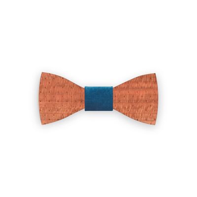 Wooden bow tie - Cherry - Blue - Polka dots