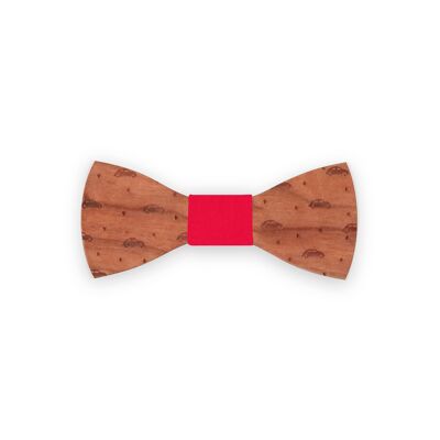 Wooden bow tie - Cherry - Red - Cars