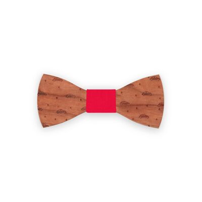 Noeud papillon en bois - Cerise - Rouge - Voitures