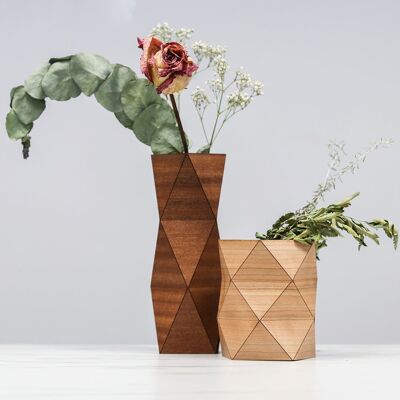 Vaso in legno origami, 2 pezzi