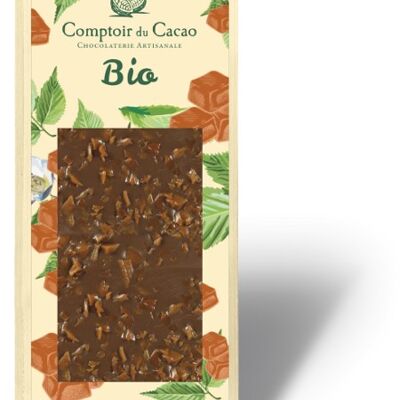 Tablette bio lait caramel au beurre salé - 90g - Produit issu de l'agriculture biologique certifié conforme par Ecocert FR-BIO-01