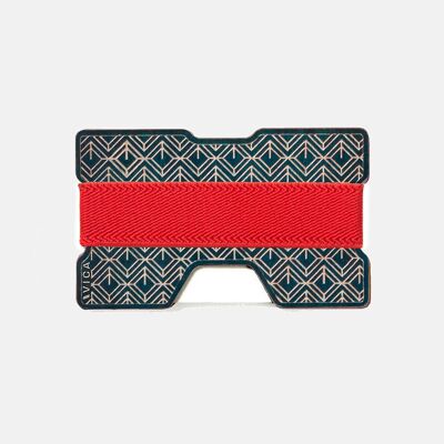 Colored Wood Wallet - Blue Wood - Red