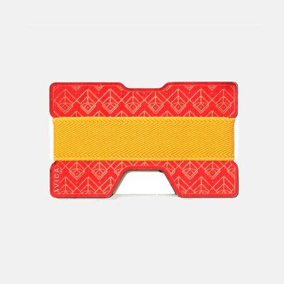 Colored Wood Wallet - Red Wood - Yellow